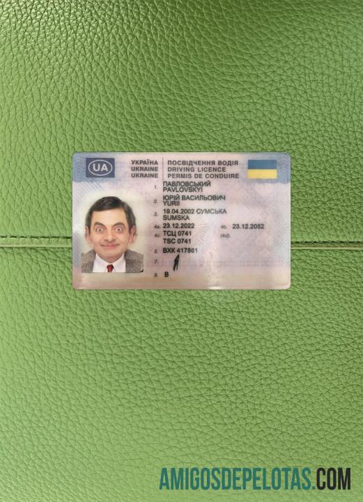 Carteira de motorista da Ucrânia 2022 presente fotolook frente exemplo real